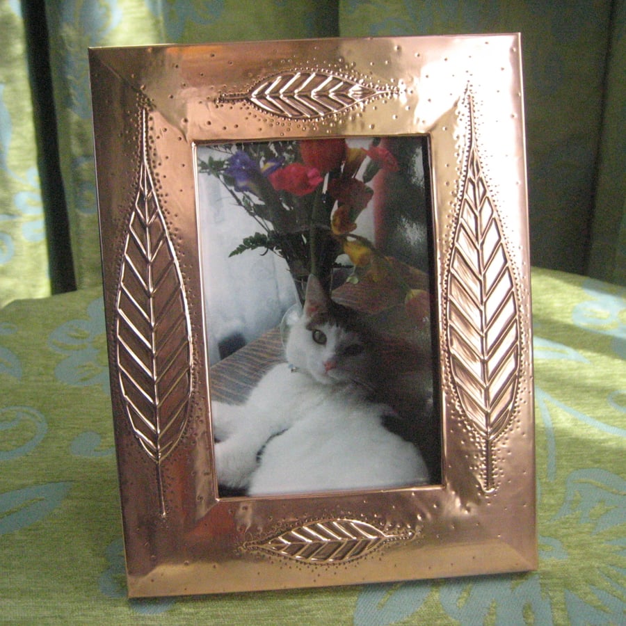 Handmade Copper Frame, Leaf Design
