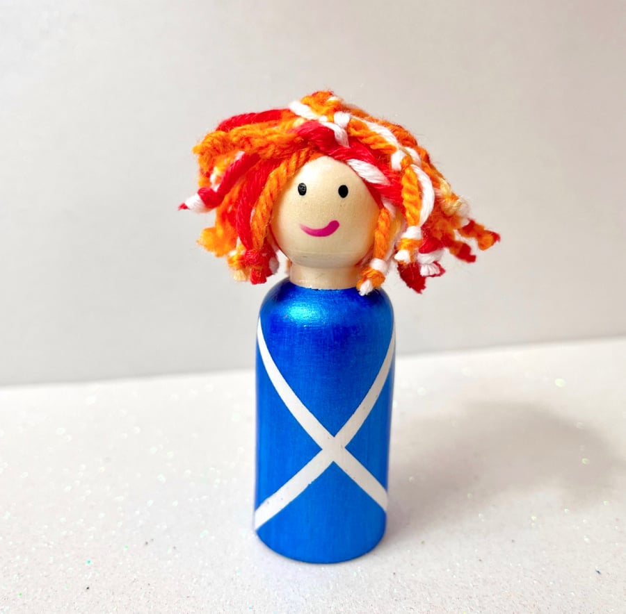 Male Scottish Saltire Souvenir Peg Doll Ornament Folksy