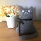 Silver grey cat doll - hand knitted doll