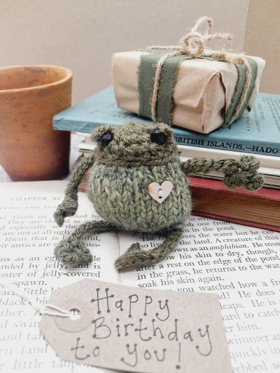 Birthday Frog Gift - Handmade Pocket Frog Gift by post - Unique Birthday Present