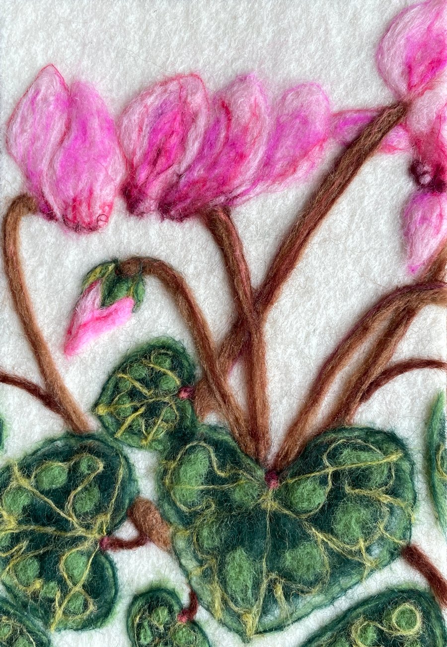 Hand Felted Cyclamen Textile Artwork