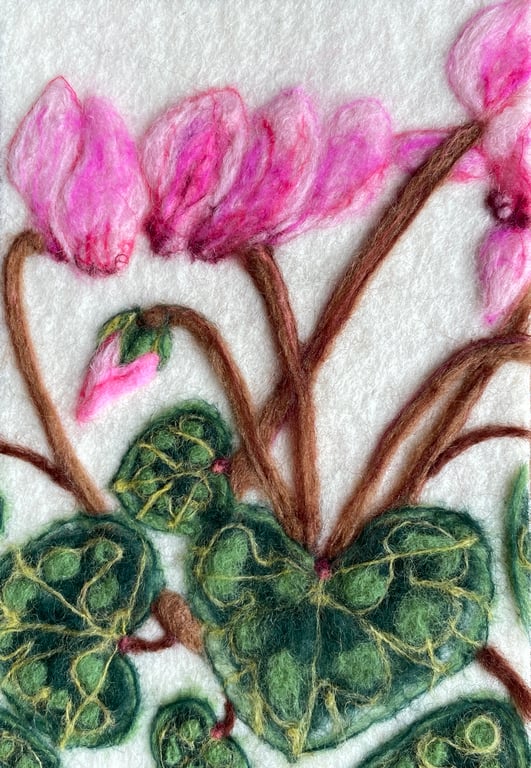 Hand Felted Cyclamen Textile Artwork
