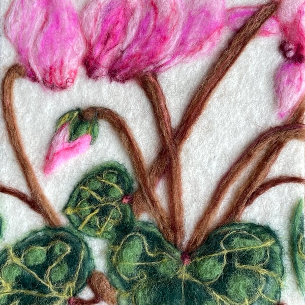 Hand Felted Cyclamen Textile Artwork