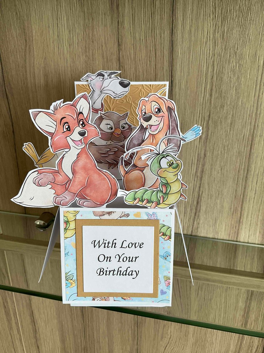 Personalised 3d Pop Up Box Card Fox & Hound  Birthday Card 