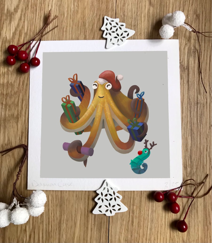 Festive Octopus Art Print