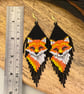 Orange fox bead woven fringe earrings - Image 5