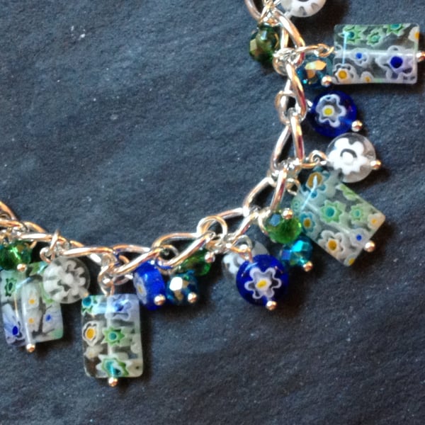 Winter Sparkle Millefiori Charm Bracelet