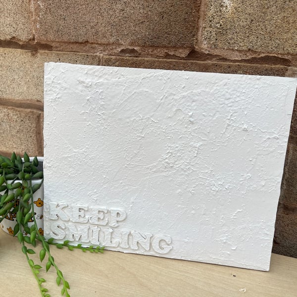 Keep Smiling Textured Wall Art Home Decor