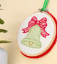 Christmas Decoration Ornament: Embroidered Hoop 14cm (5.5") Xmas Bell - Image 3