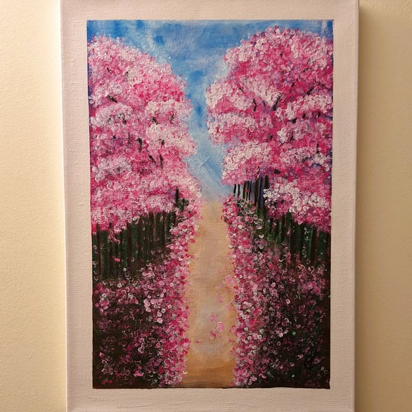 Original Acrylic Painting - Abstract Art–Ready to Hang-"A walk through blossoms"