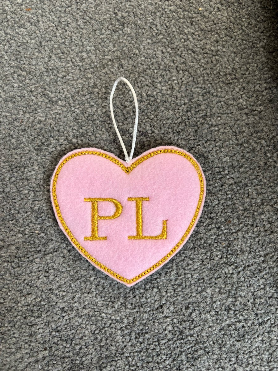 P.Louise inspired Embroidered Hanging Keepsake heart