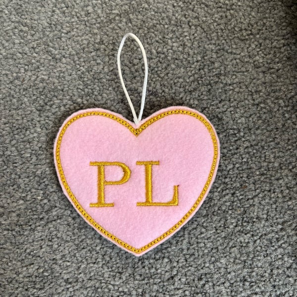 P.Louise inspired Embroidered Hanging Keepsake heart