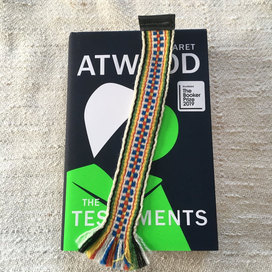 Handwoven Bookmark - Yellow Red Green Blue Sami Band Weaving 