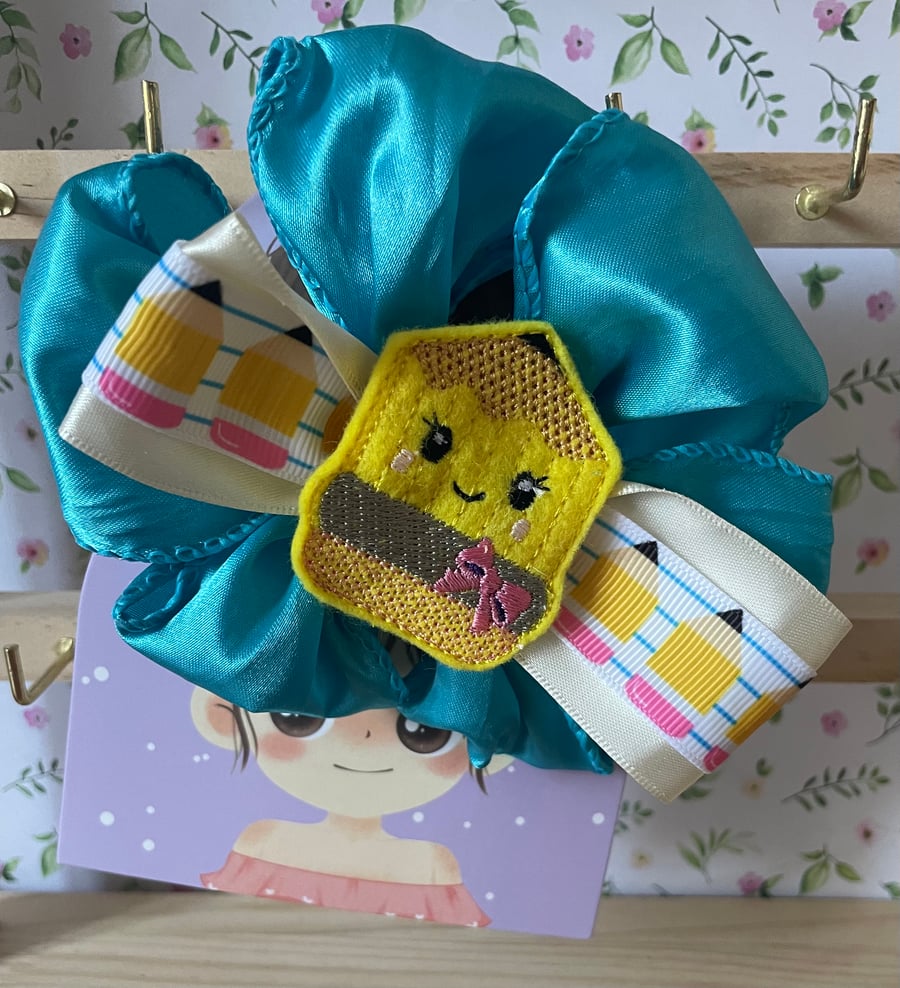 Back to School Hair Bow – Cute & Fun pony tail hair band. 