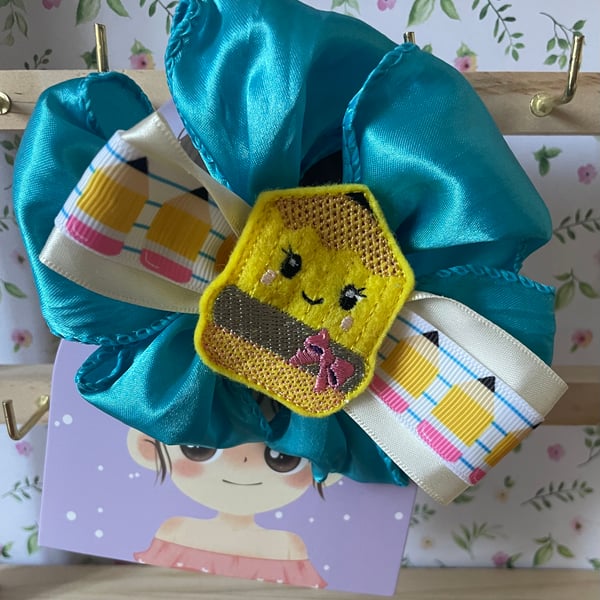 Back to School Hair Bow – Cute & Fun pony tail hair band. 
