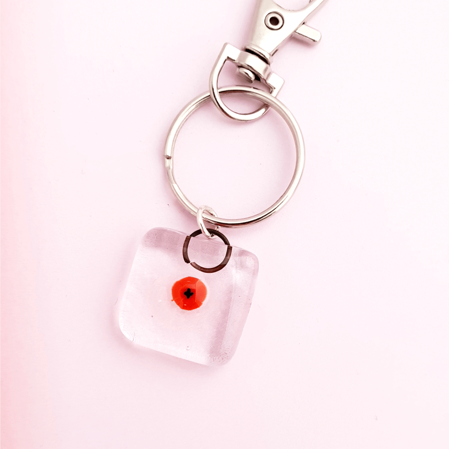 Poppy Fused Glass Keyring