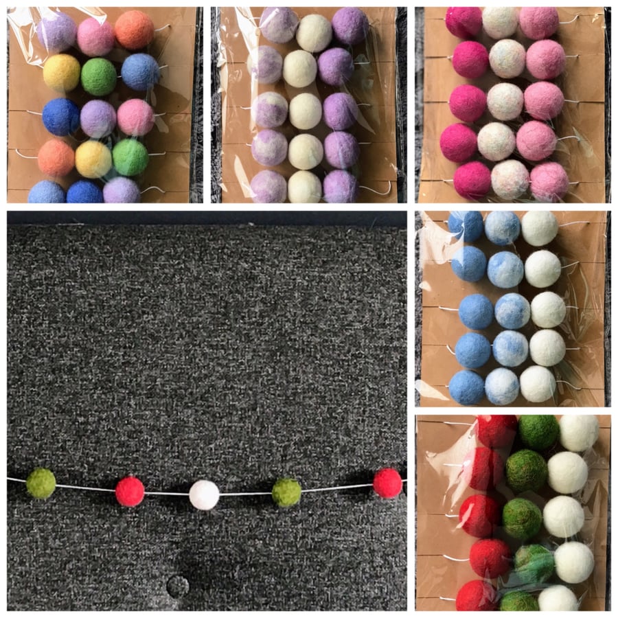 Handmade felt ball garland