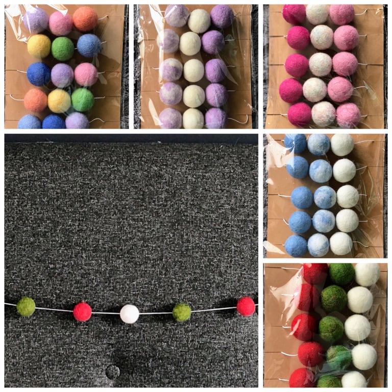 Handmade felt ball garland