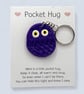 Perfectly Imperfect Purple Glitter Owl Pocket Hug Keychain or Bag Charm