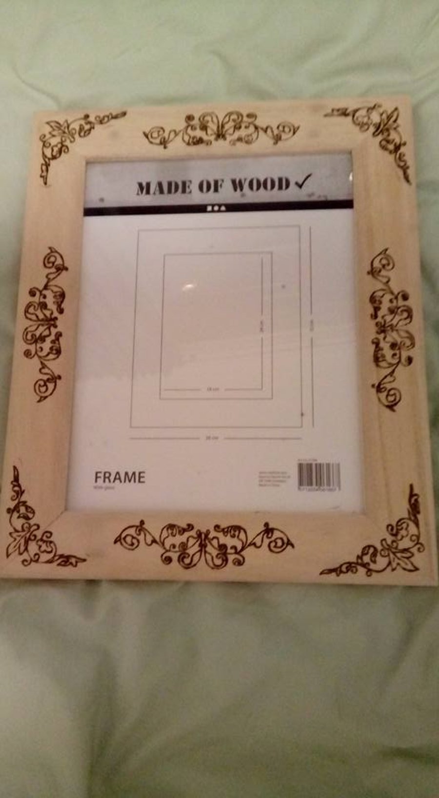 SALE - Pyrography Floral Swirl Design Photo Frame - Folksy