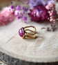 Gold Stainless Steel Hypoallergenic Adjustable Pink and Sparkly Ring - Image 4