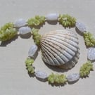 Lemon Jade & Crackled Quartz Gemstone Necklace "Lemon Spirit "