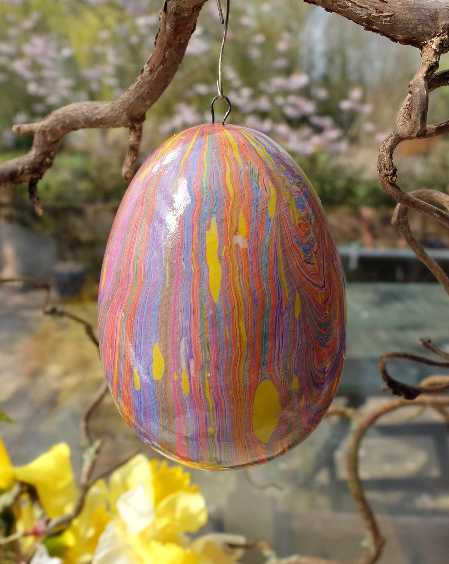 Marbled ceramic Easter egg hanging decoration -reduced