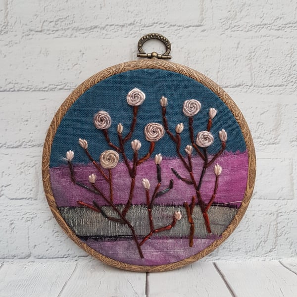 Rose Garden Embroidery, Hand Embroidery Hoop, Rose Embroidery, Slow Stitching, V