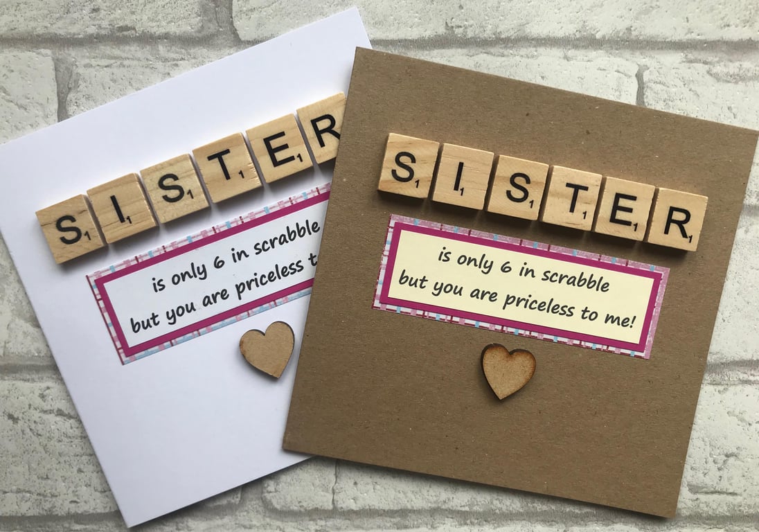 Handmade Birthday Card for Sister with Scrabble Tiles