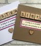 Handmade Birthday Card for Sister with Scrabble Tiles