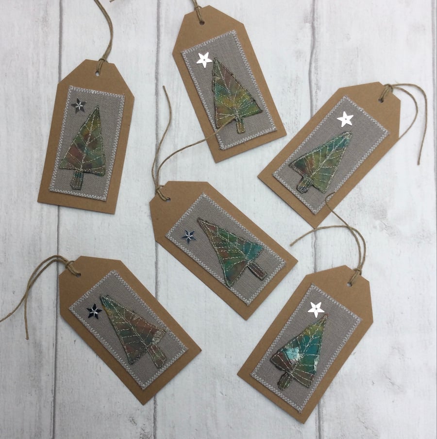 One Embroidered Christmas Tree Gift Tag