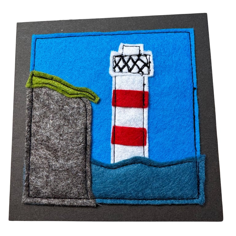 The Lighthouse - Felt Freehand Embroidery card