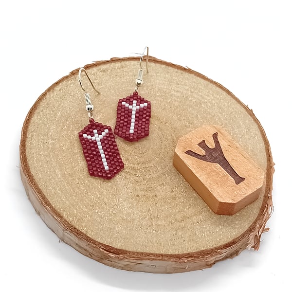 Algiz viking rune beaded earrings