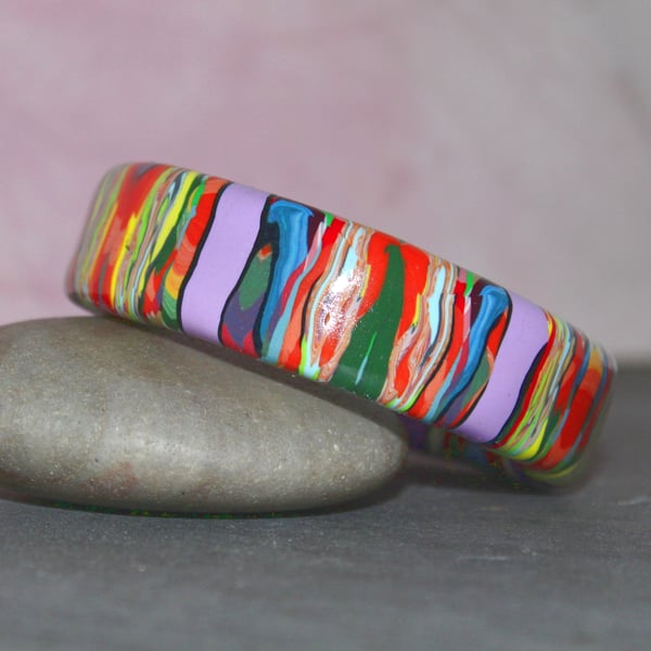 Tropical Colors Bangle - Polymer Clay Designer Bangle - Handmade - Unique