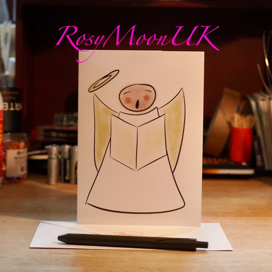 Singing Angel, Christmas Card 