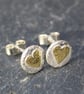  silver and 18ct gold heart stud earrings - Image 4