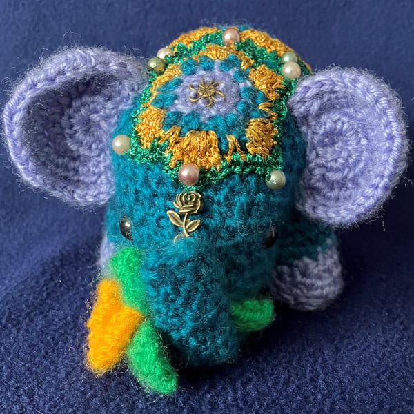 Decorated Elephant with a Yellow rose - Special Keepsake Gift