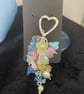 Pretty floral handbag heart charm keyring, holiday accessories  - Image 1