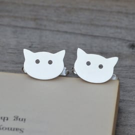 Cat Cufflinks In Solid Sterling Silver