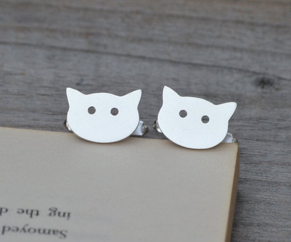 Cat Cufflinks In Solid Sterling Silver