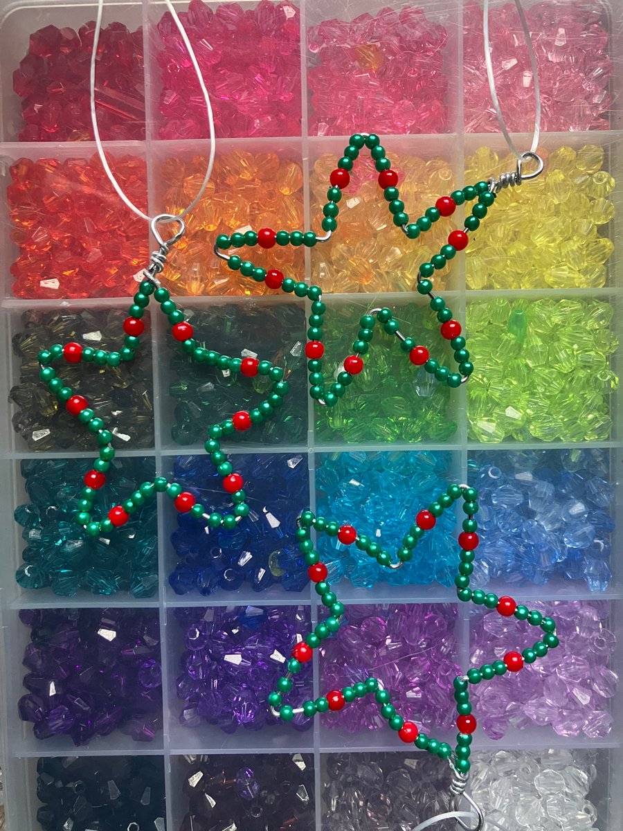 Festive beaded stars (set of 3)