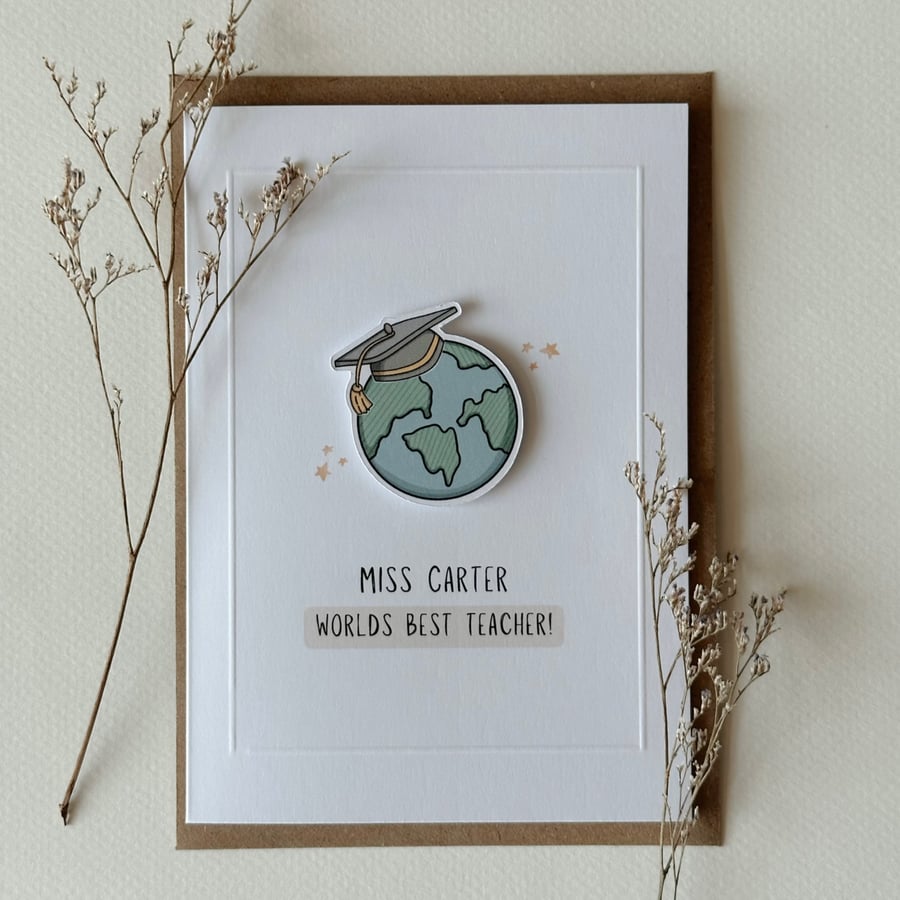 Personalised Worlds Best Teacher Card - Folksy
