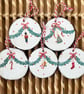 Wooden Christmas decorations - set of 5 decoupage ornaments - tree decorations