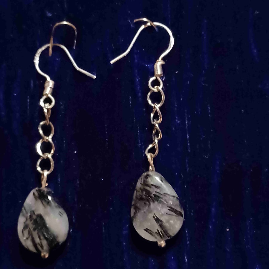 Silver earrings with rutilated quartz 