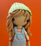 Hand crocheted Dungaree girl Doll