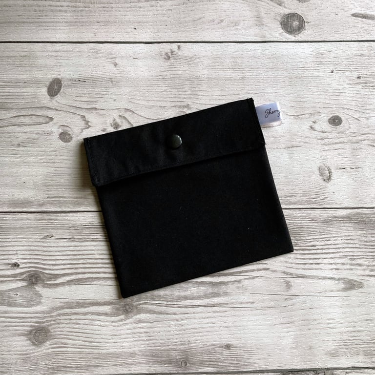 Black cotton fabric pouch. Discreet sanitary bag. 