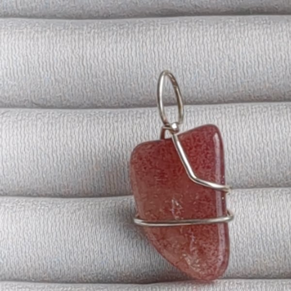 Red adventurine in sterling silver pendant 