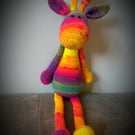 Rainbow Sunset Striped Giraffe Crochet Teddy