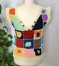 Handmade crochet unisex vest. Size S or M. Multicoloured. Display Buttons. - Image 1