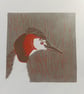 Limited edition mini reduction linoprint great crested Grebe  - Image 2